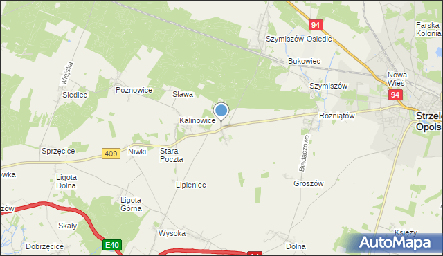 mapa Kalinów, Kalinów gmina Strzelce Opolskie na mapie Targeo
